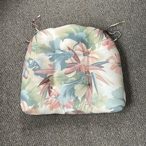 Pastel Tropical Patterned Chair Cushion with Ties
